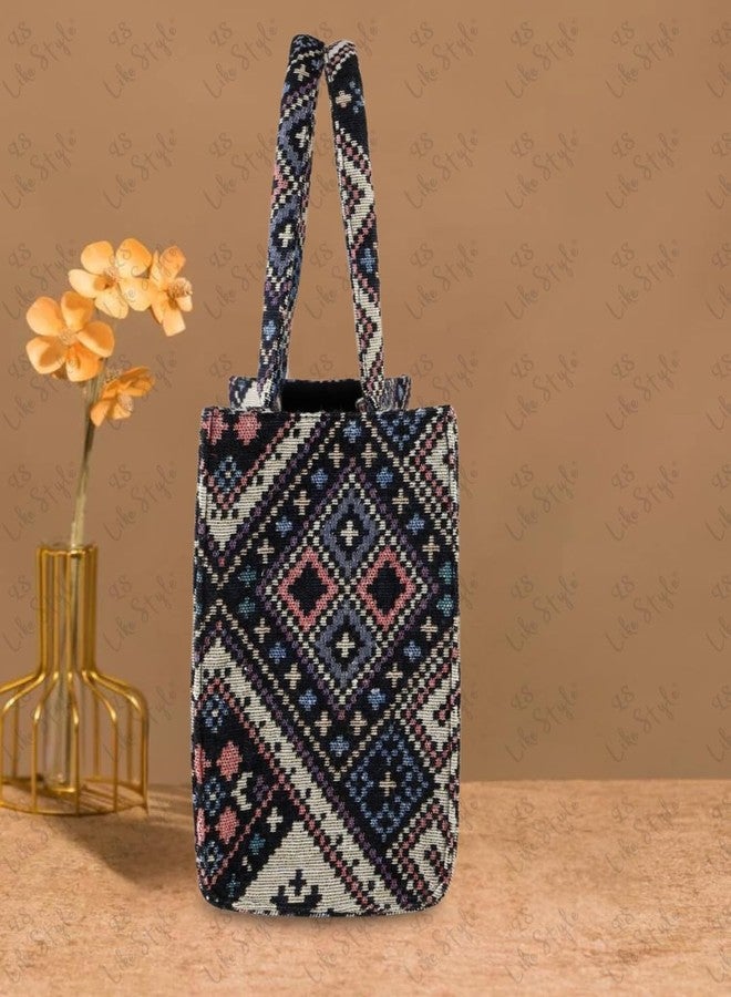 LIKE STYLE Womens Jute Shoulder Bag With Zipper Closure (Grey) - Image 4